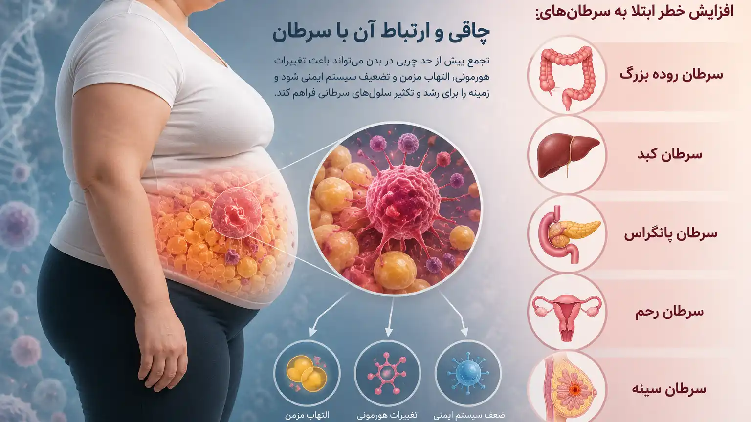 تاثیر چاقی در ابتلا به سرطان